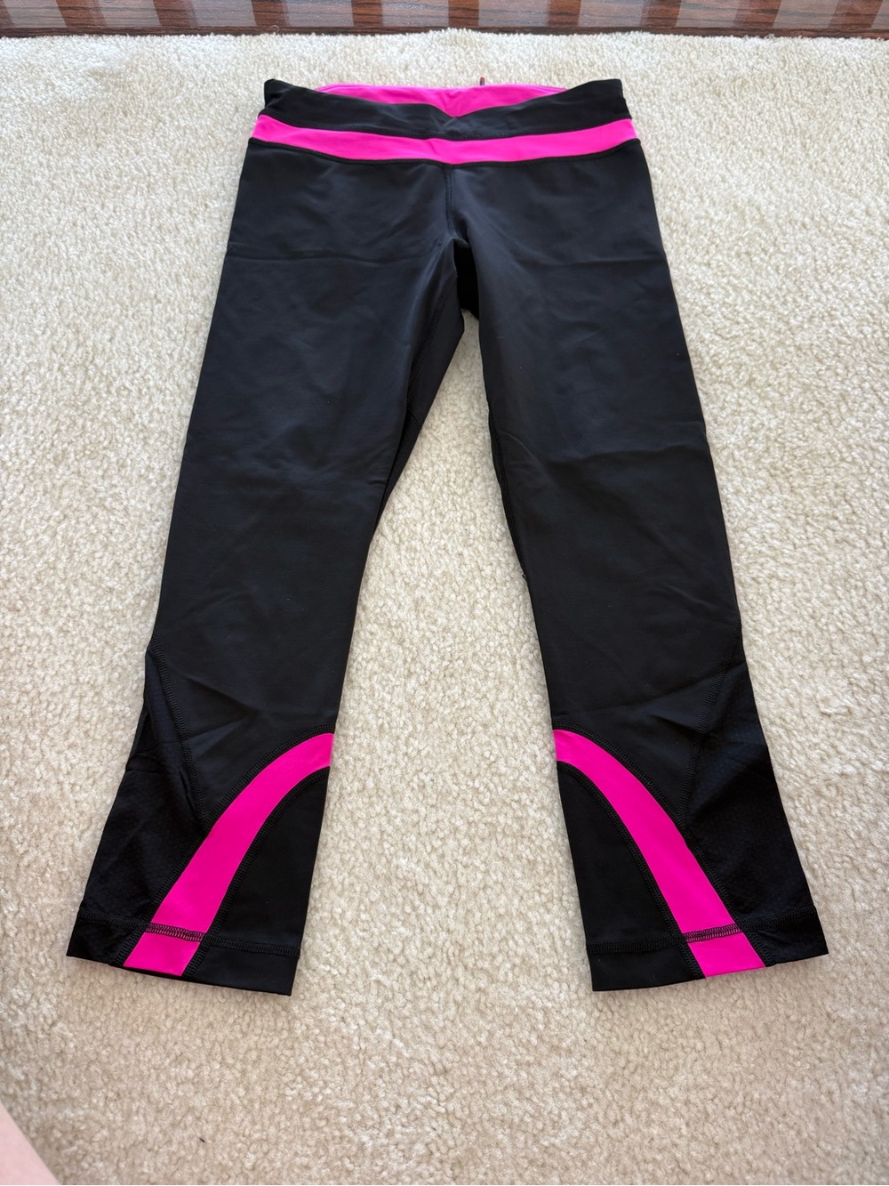 lululemon athletica Black Capris with Hot Pink Accents